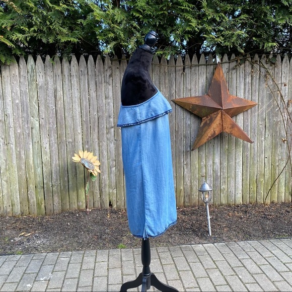 Anthropologie Cloth & Stone One Shoulder Ruffled Chambray Dress - Picture 6 of 8